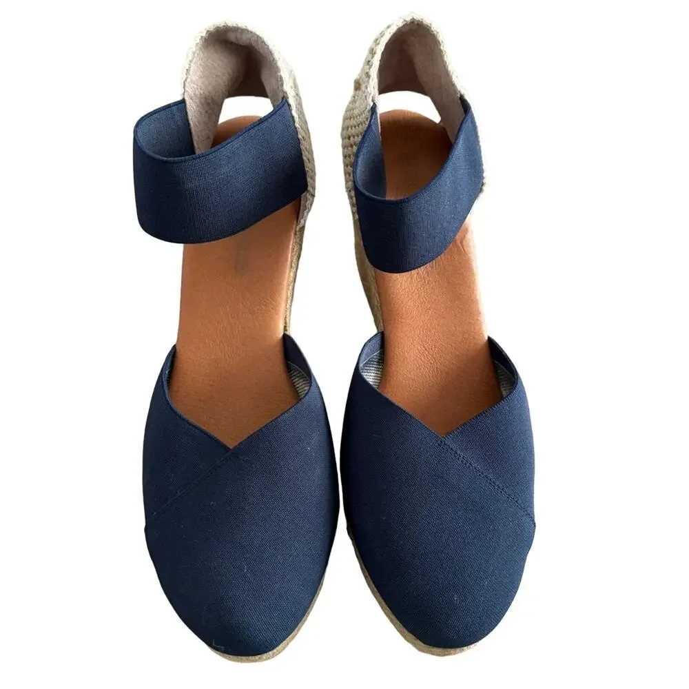 Andre Assous Anouka Espadrille Wedge Sandal Blue Size 10